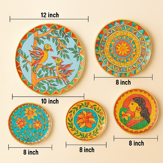 MADHUBANI WALL PLATES SET OF 5