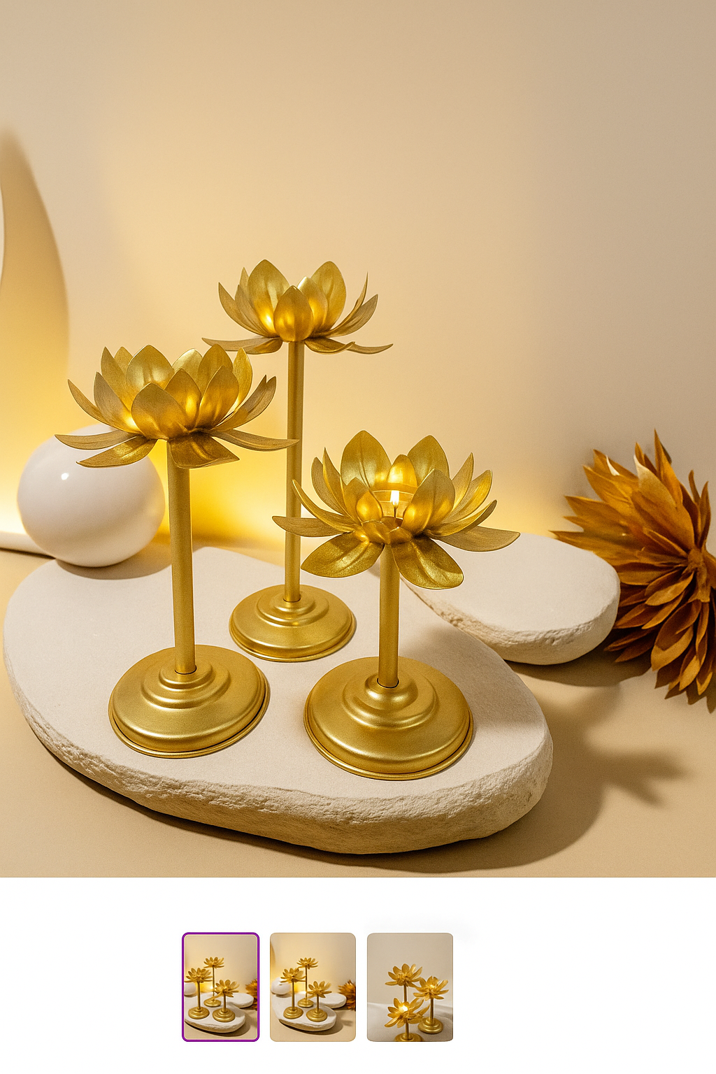LOTUS TEALIGHT HOLDER- SET 3