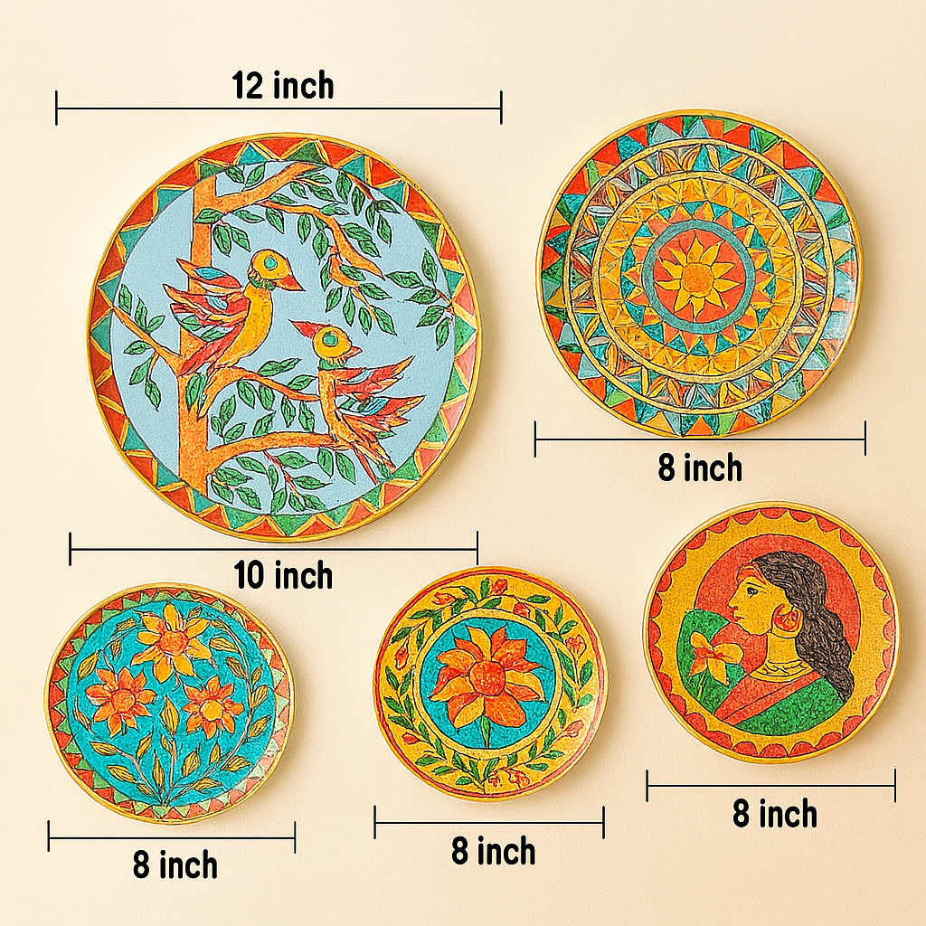 MADHUBANI WALL PLATES SET OF 5