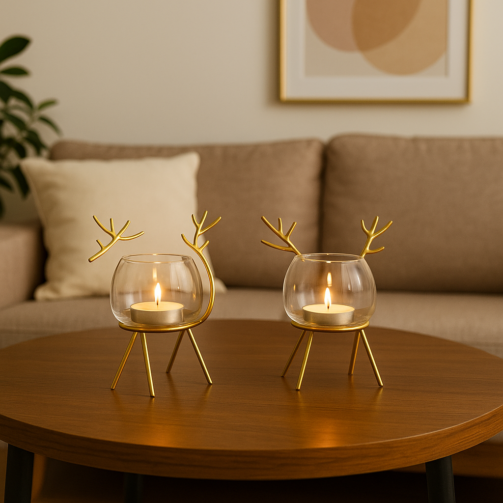 MINI DEER TEALIGHT CANDLE HOLDER - SET OF 2