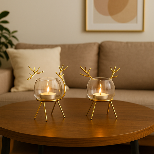 MINI DEER TEALIGHT CANDLE HOLDER - SET OF 2