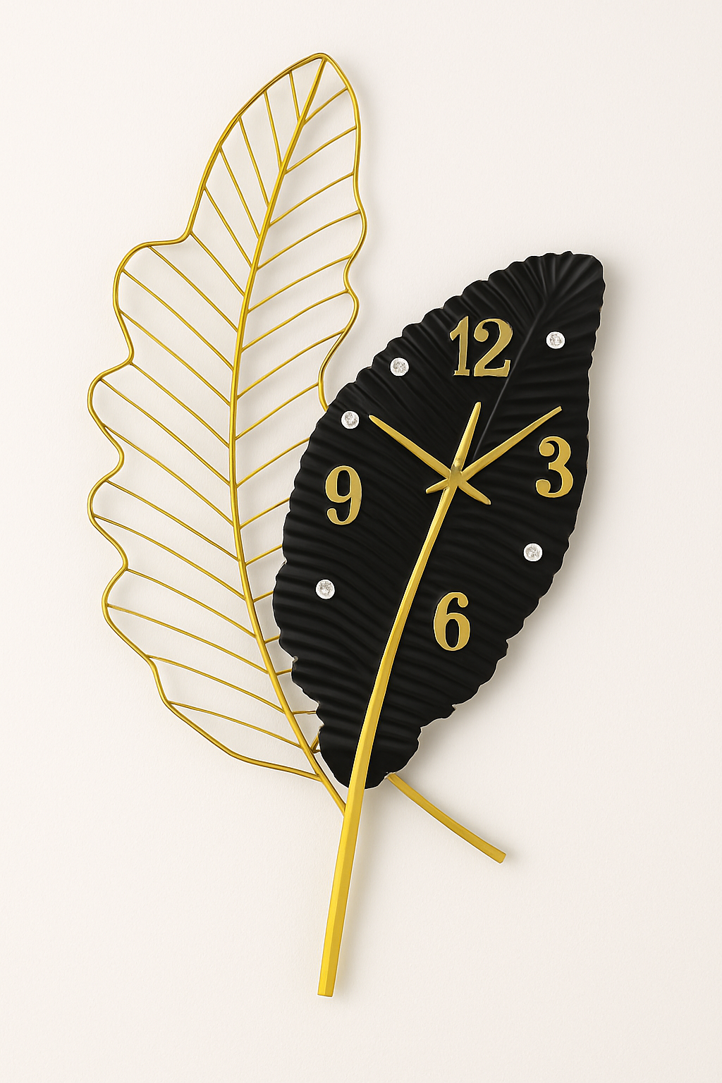 FEATHER BLACK METAL CLOCK