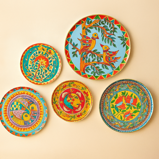 MADHUBANI WALL PLATES SET OF 5