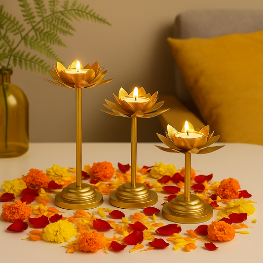 LOTUS TEALIGHT HOLDER- SET 3